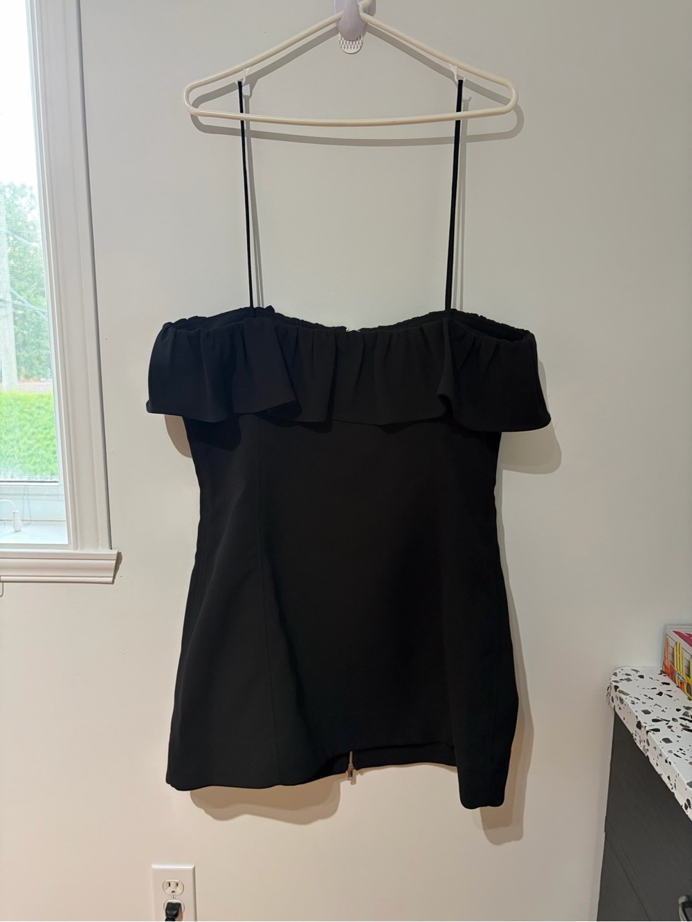 Black Ruffle-Trim Zip-Front Mini Dress - Picture 11 of 11